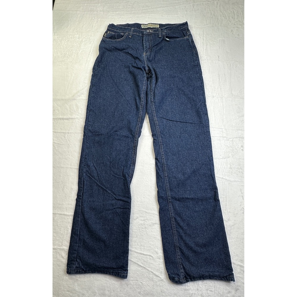 Cabela's Flannel Lined Jeans Women 8 Long Blue Dark Wash Insulated Straight Leg